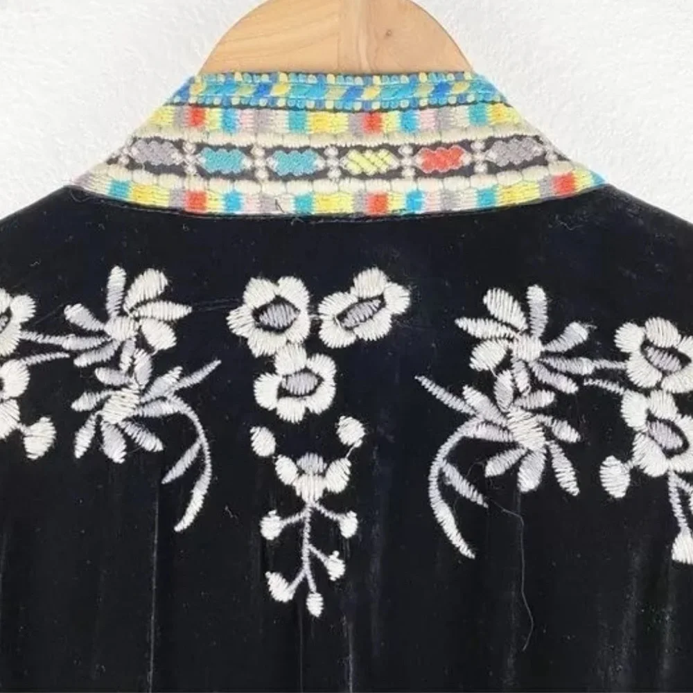 Johnny Was Okinawa Black Velvet Embroidered Kimono/Jacket NWT (short version) - Picture 10 of 13